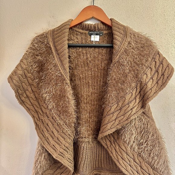MISS KELLY 1999 Funky Brown Sweater Vest Size S/M Asymmetrical - Picture 2 of 10